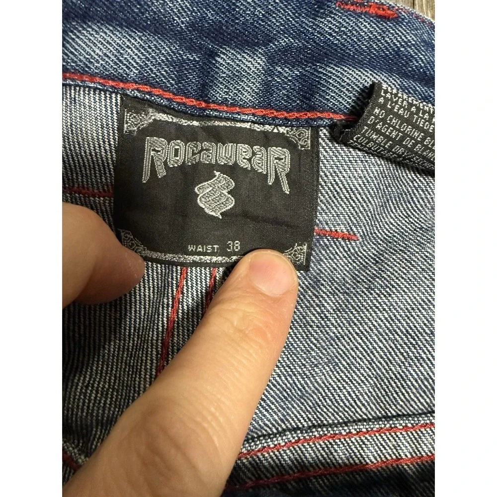 Vintage Rocawear Shorts Mens 38 Blue Denim‎ Jean Baggy Loose Carpenter Skate Y2K